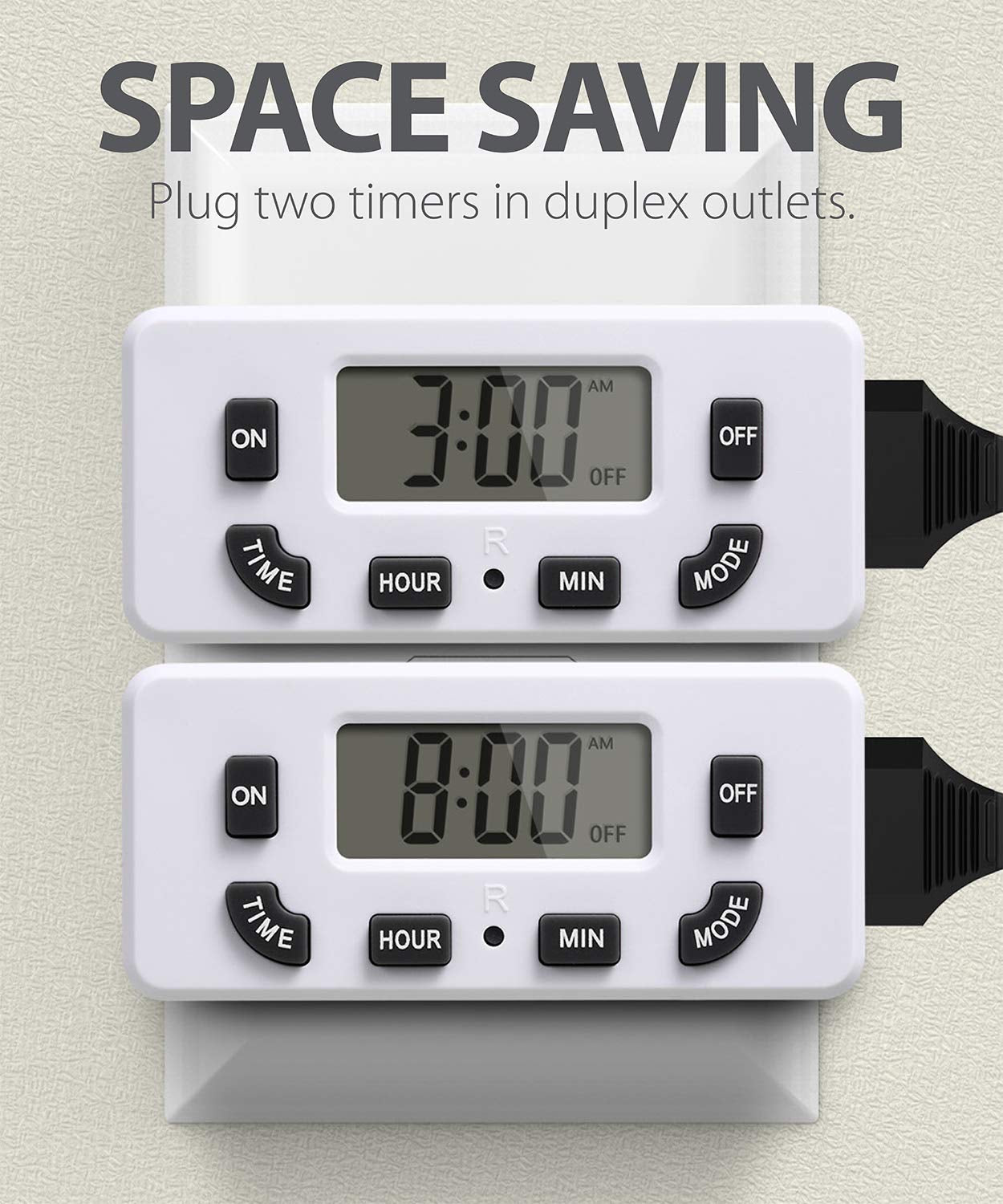 2-Pack 24-Hour Digital Timer Outlet with LCD