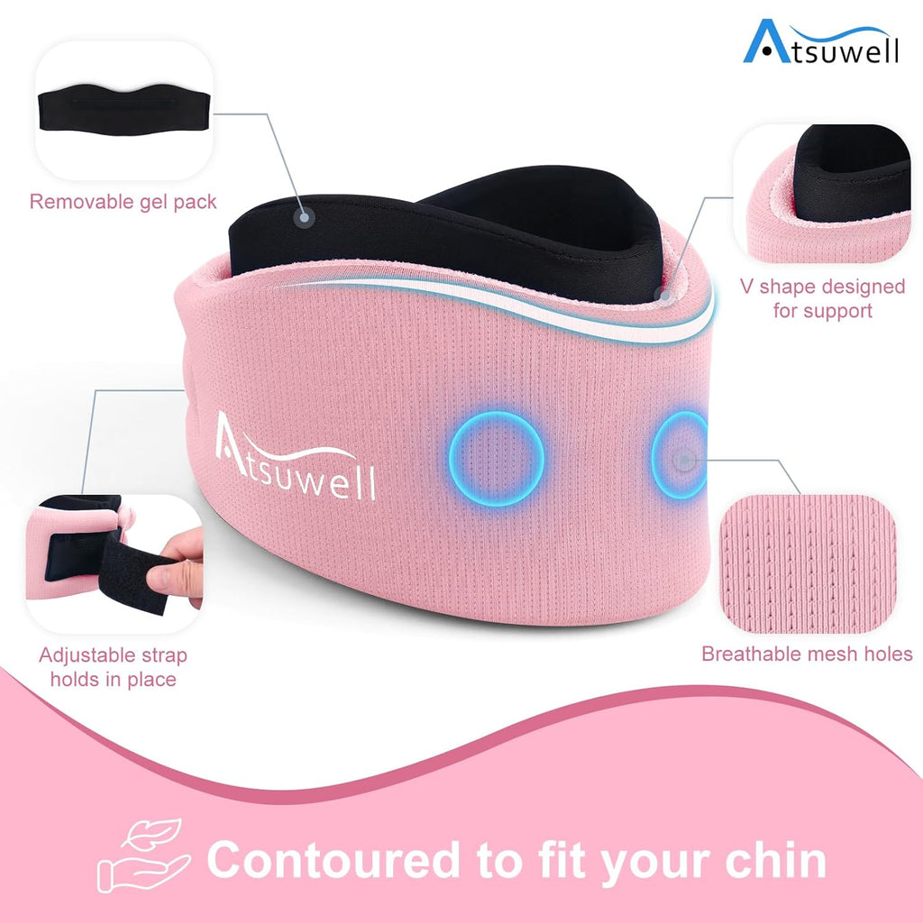Adjustable Neck Brace with Gel Pack – Pink