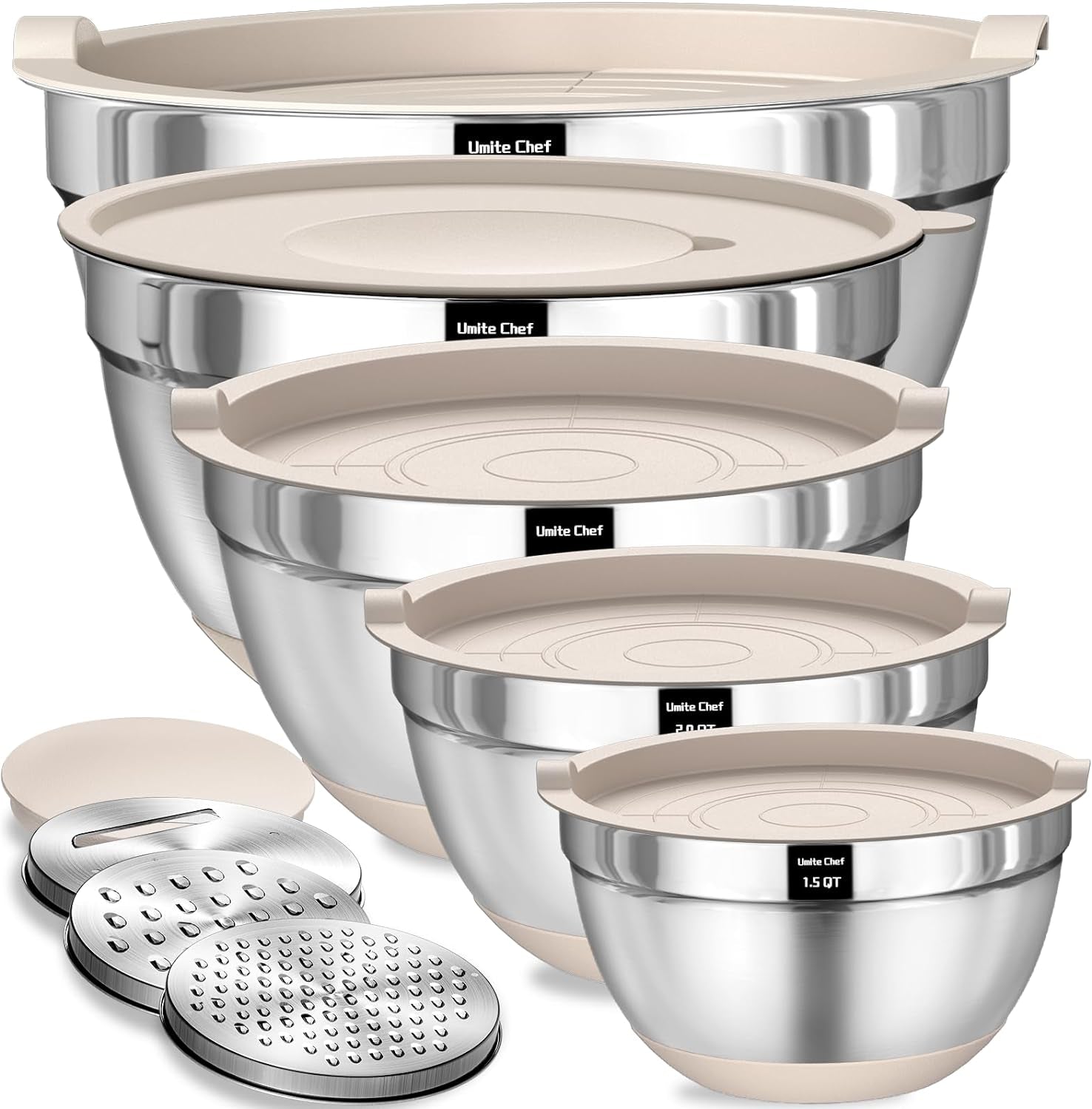 8-Piece Stainless Steel Mixing Bowls with Lids