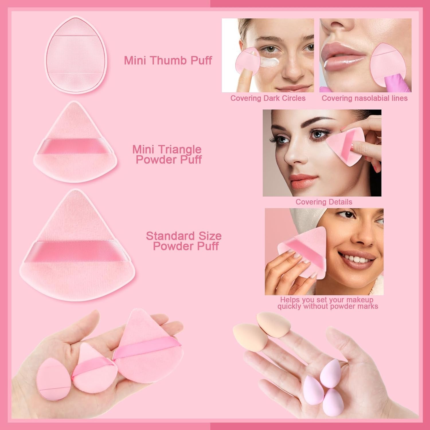 17PCS Makeup Sponge & Puff Set – Pink