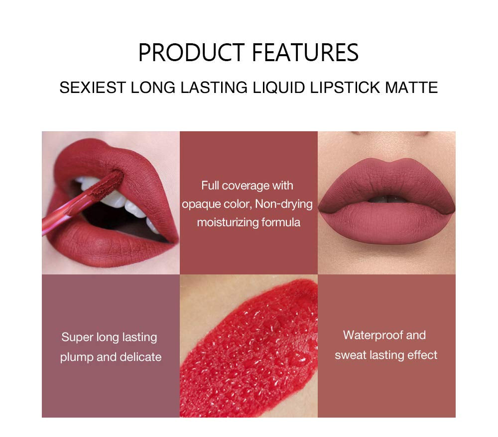 6PCS Matte Liquid Lipstick Long-Lasting Set