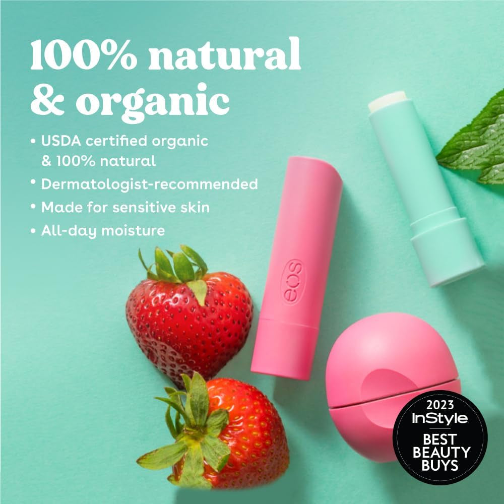 Natural Strawberry Lip Balm Sticks – 2 Pack
