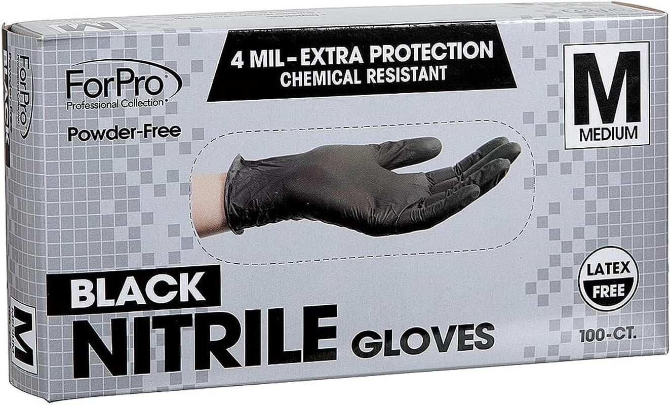 Disposable Nitrile Gloves – Black, 100 Count