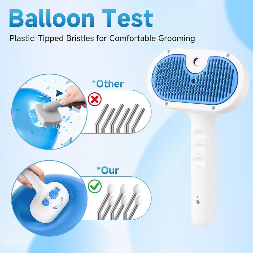 3-in-1 Pet Steam Grooming Brush – Blue