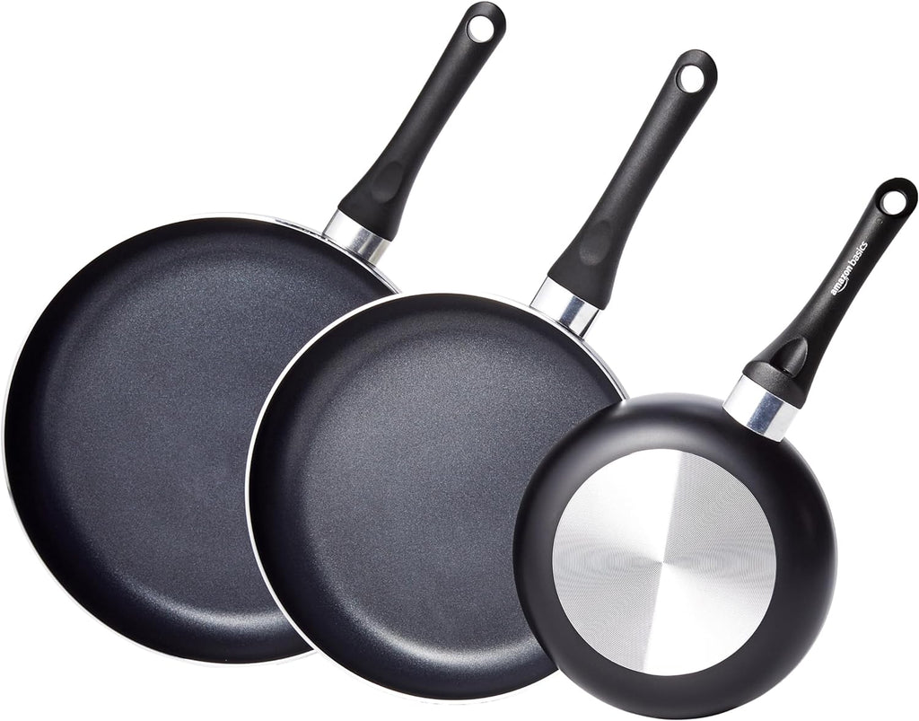 3-Piece Nonstick Kitchen Pan Set – Black