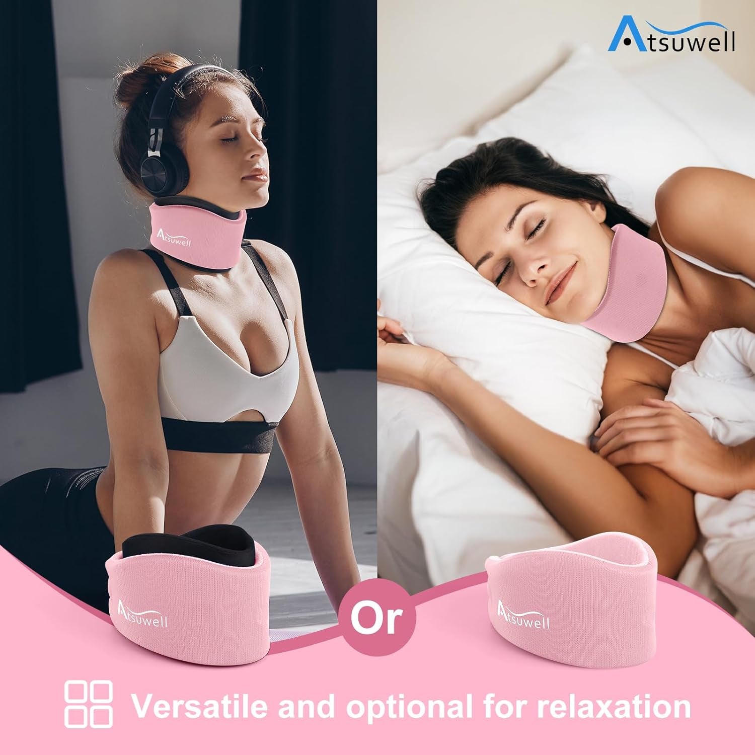 Adjustable Neck Brace with Gel Pack – Pink