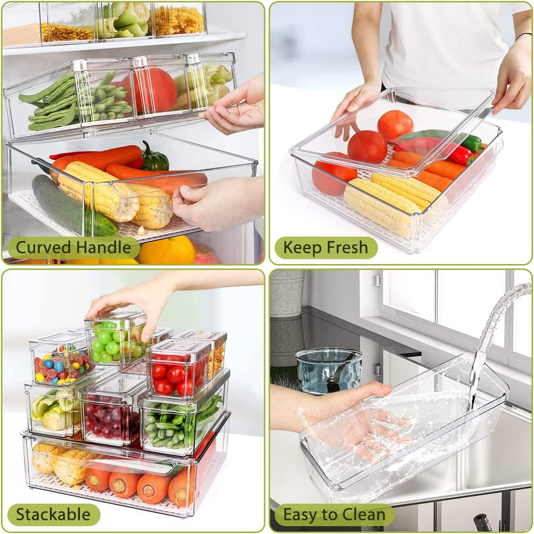 10-Pack Clear Fridge & Pantry Organizer Bins
