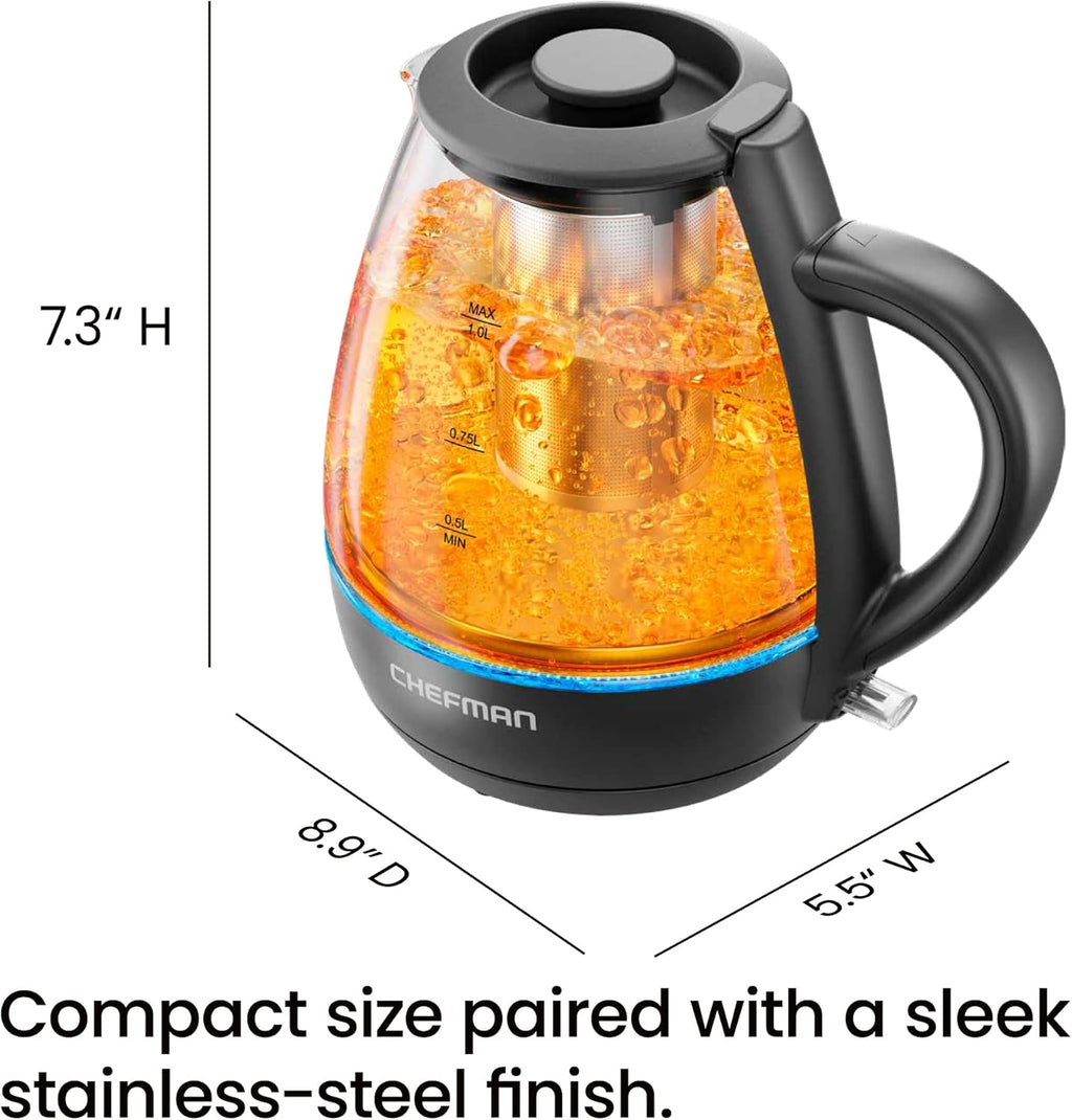 1L Electric Tea Kettle with Infuser – 1500W