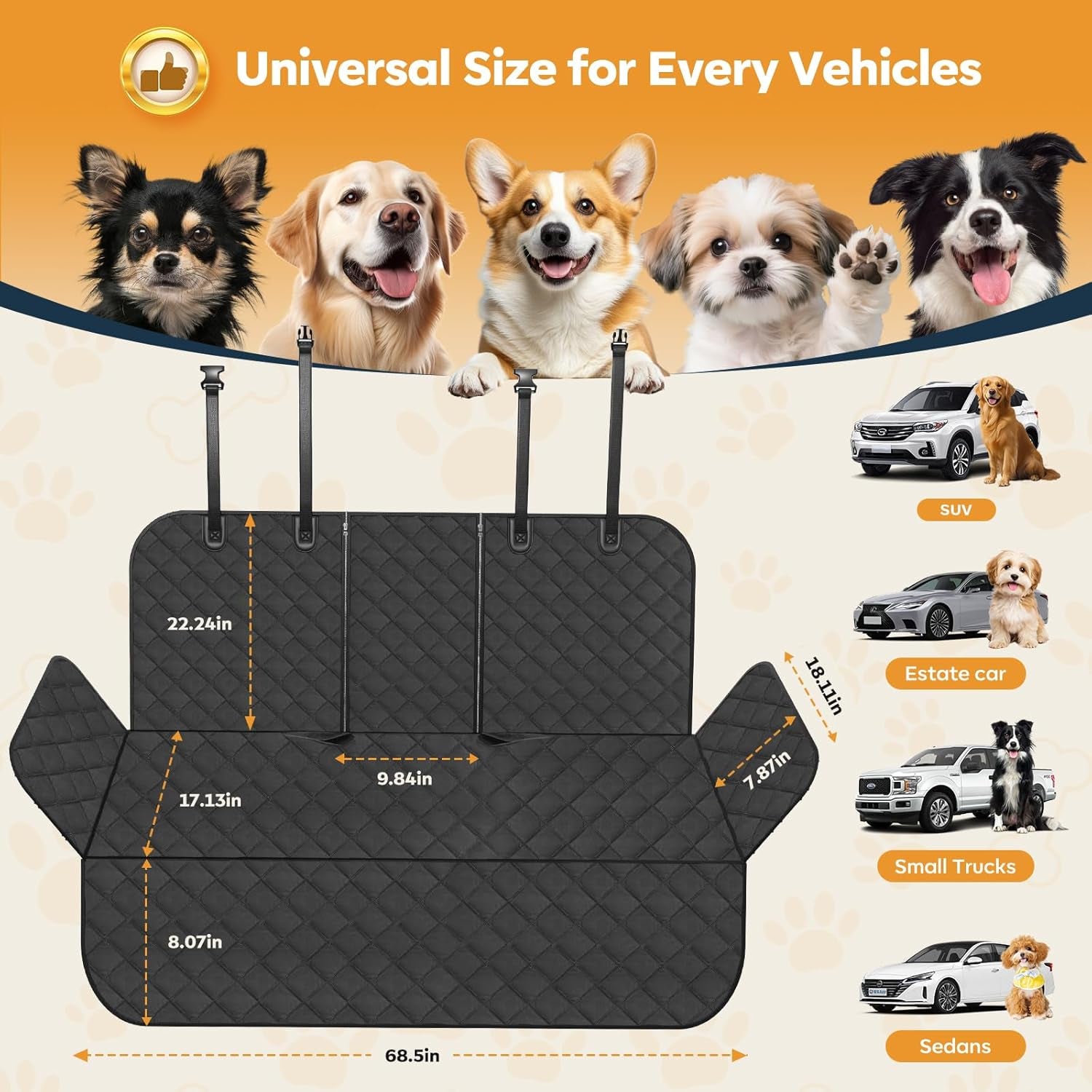 Thick Waterproof Dog Car Seat Cover