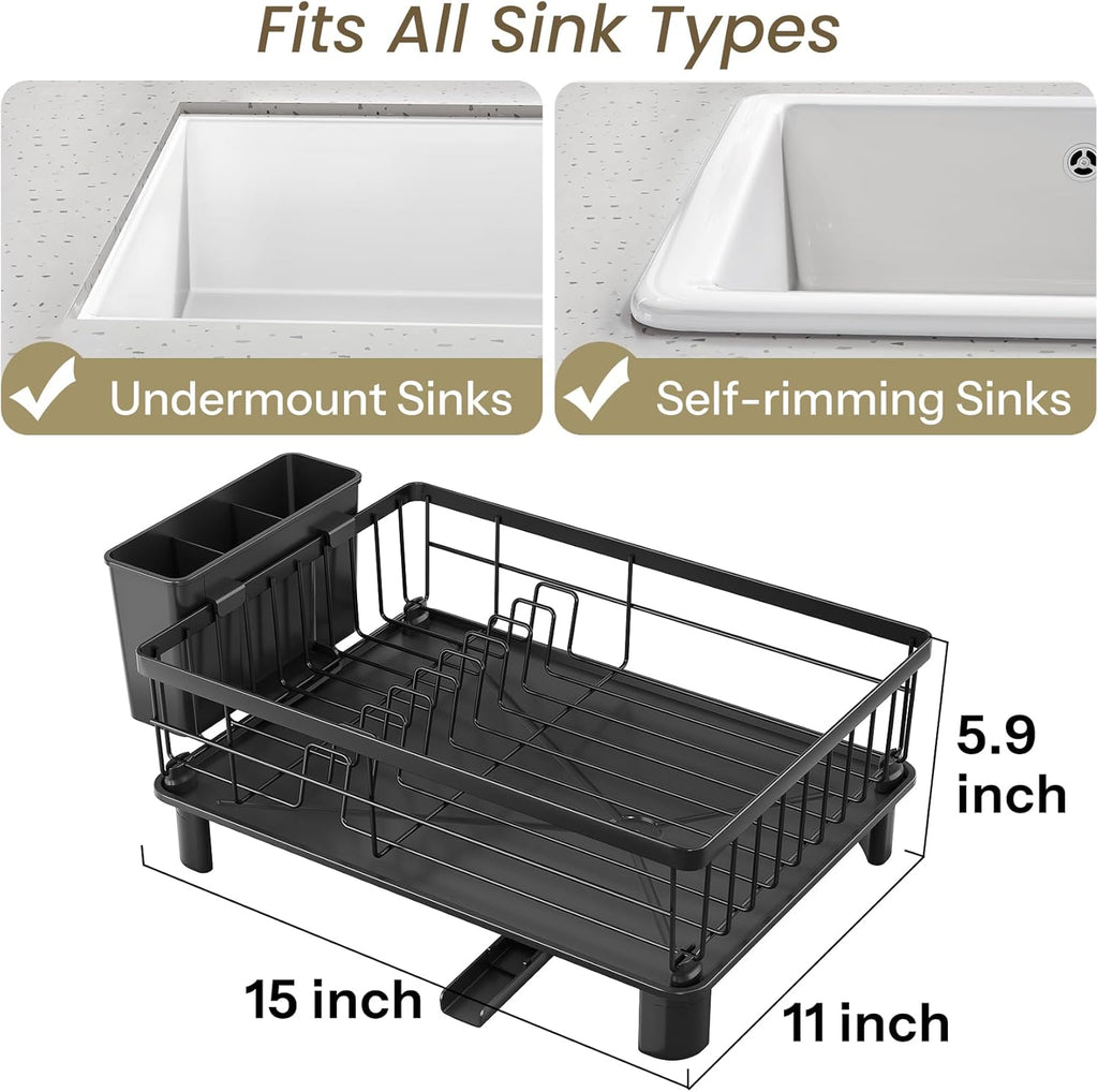 Small Stainless Steel Dish Drying Rack – Black
