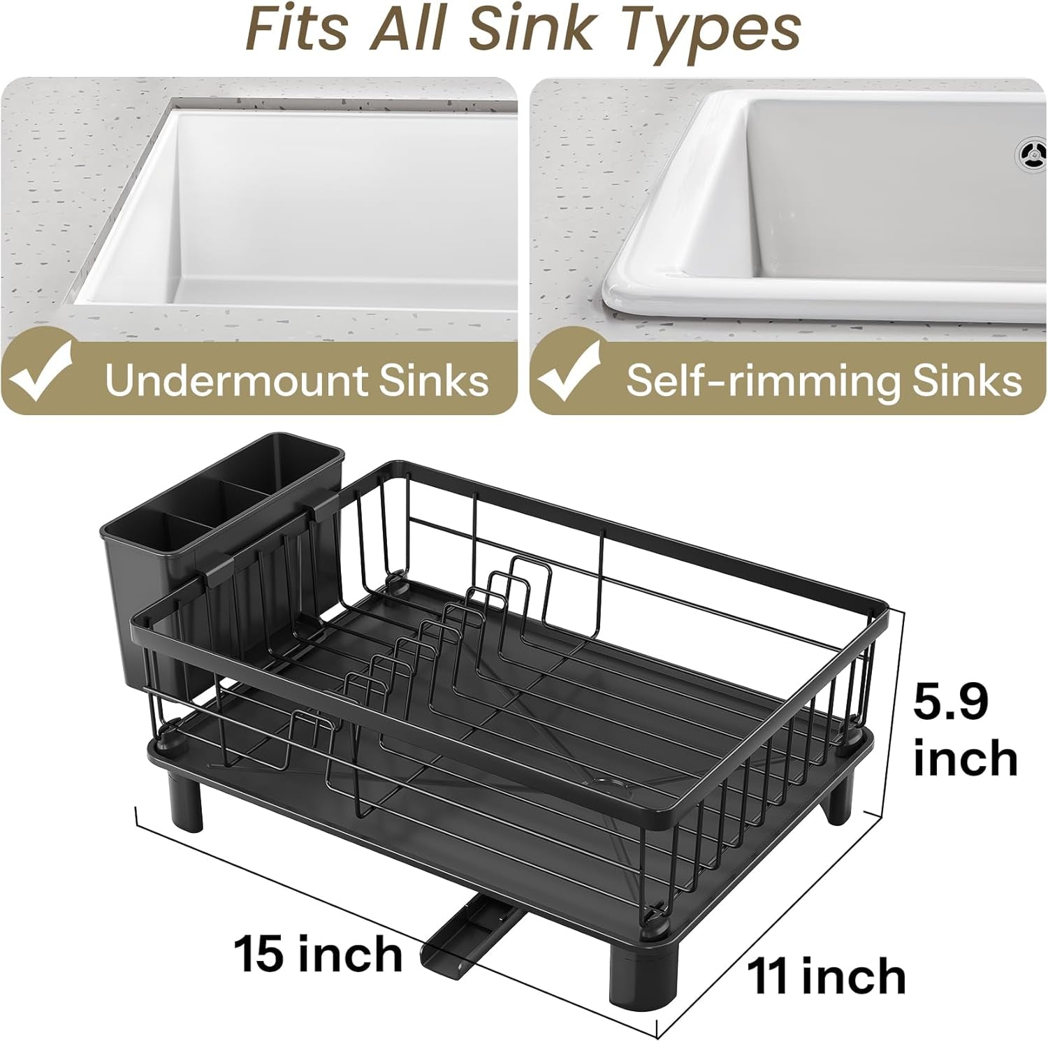 Small Stainless Steel Dish Drying Rack – Black
