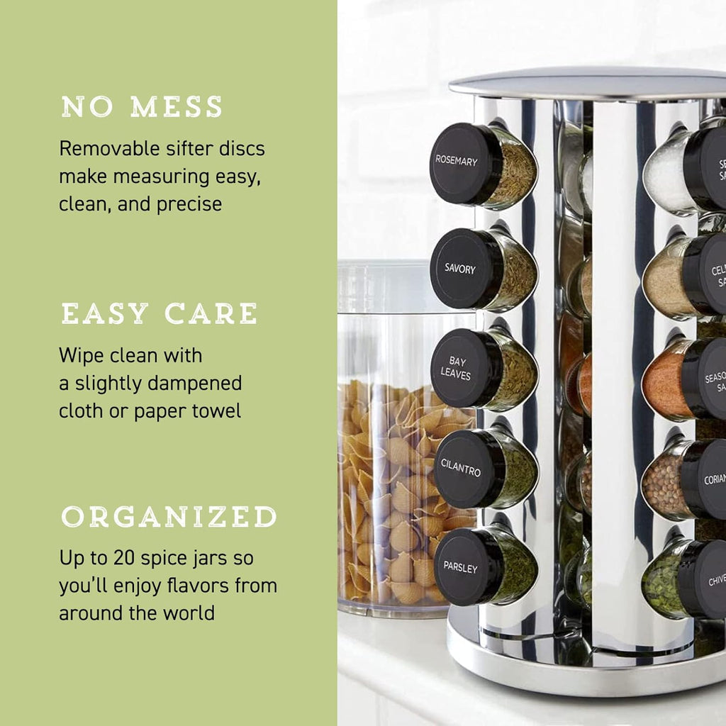 20-Jar Revolving Spice Rack with Free Refills
