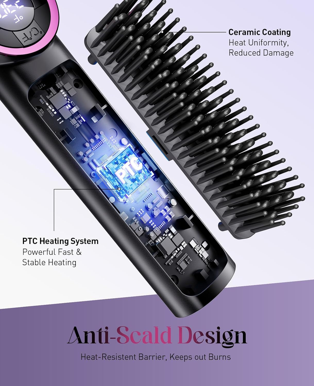 3-in-1 Hair Straightener & Curling Brush
