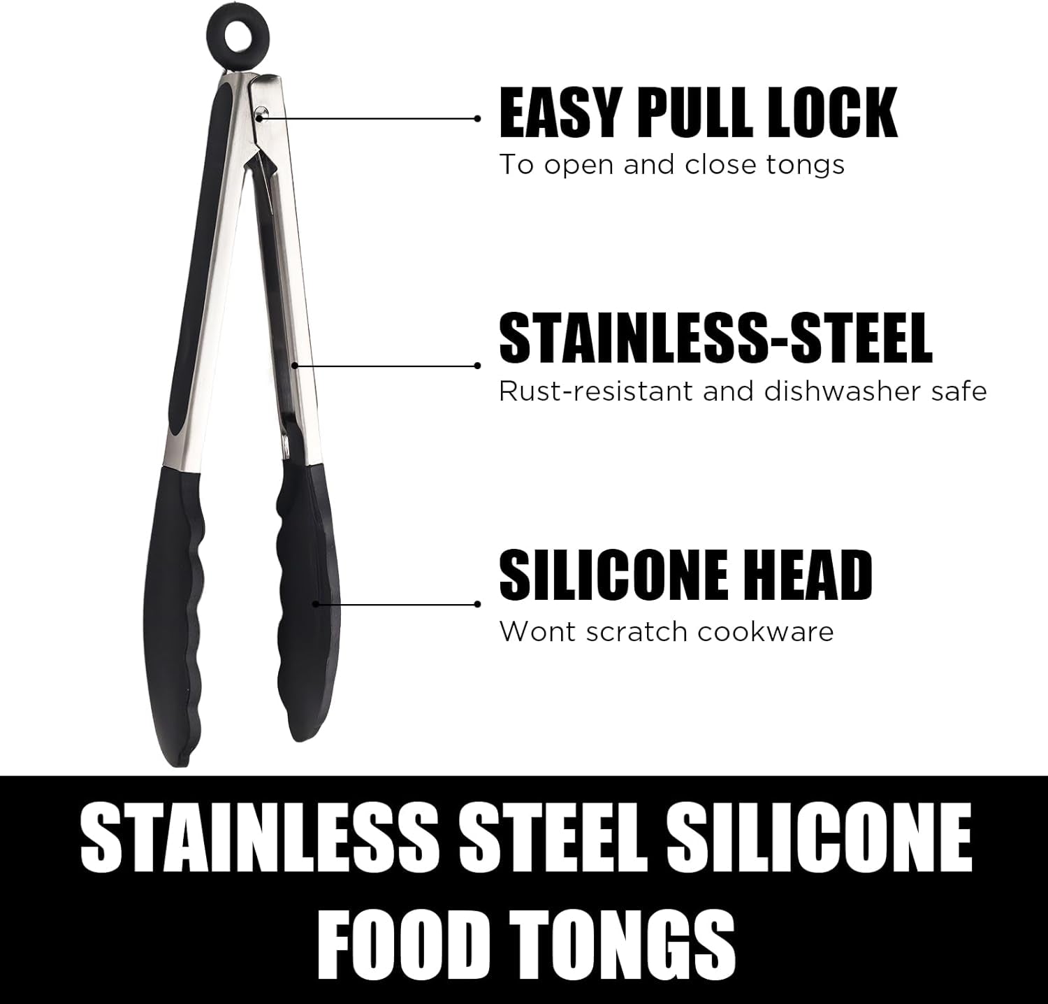 3-Piece Stainless Steel Silicone Kitchen Tongs