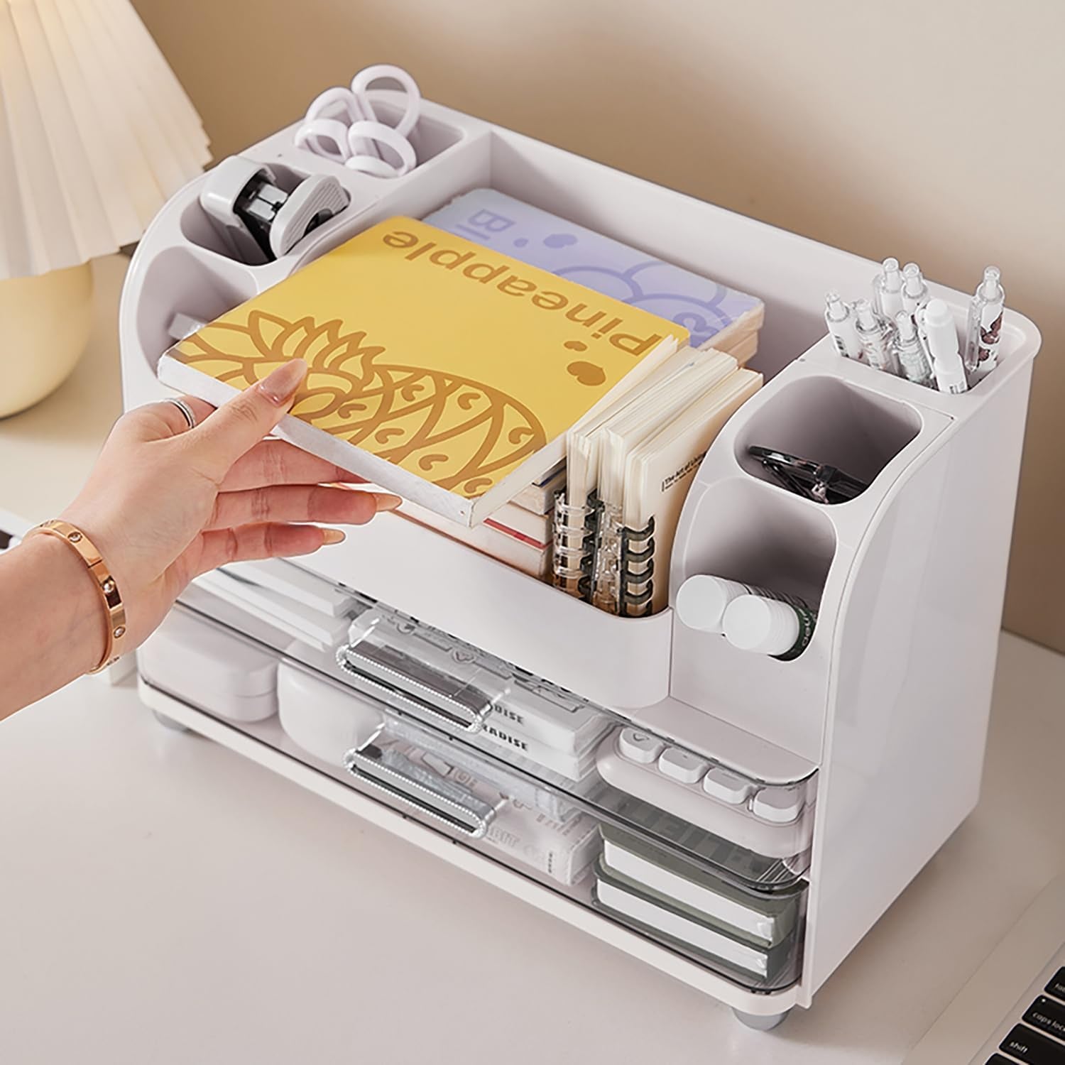 Makeup Organizer with Drawers – White
