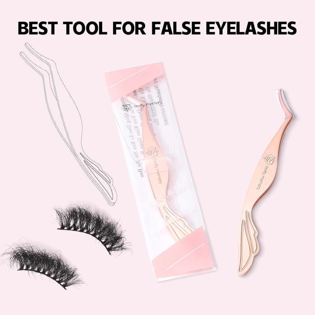 Rose Gold Curved Eyelash Tweezers – Applicator