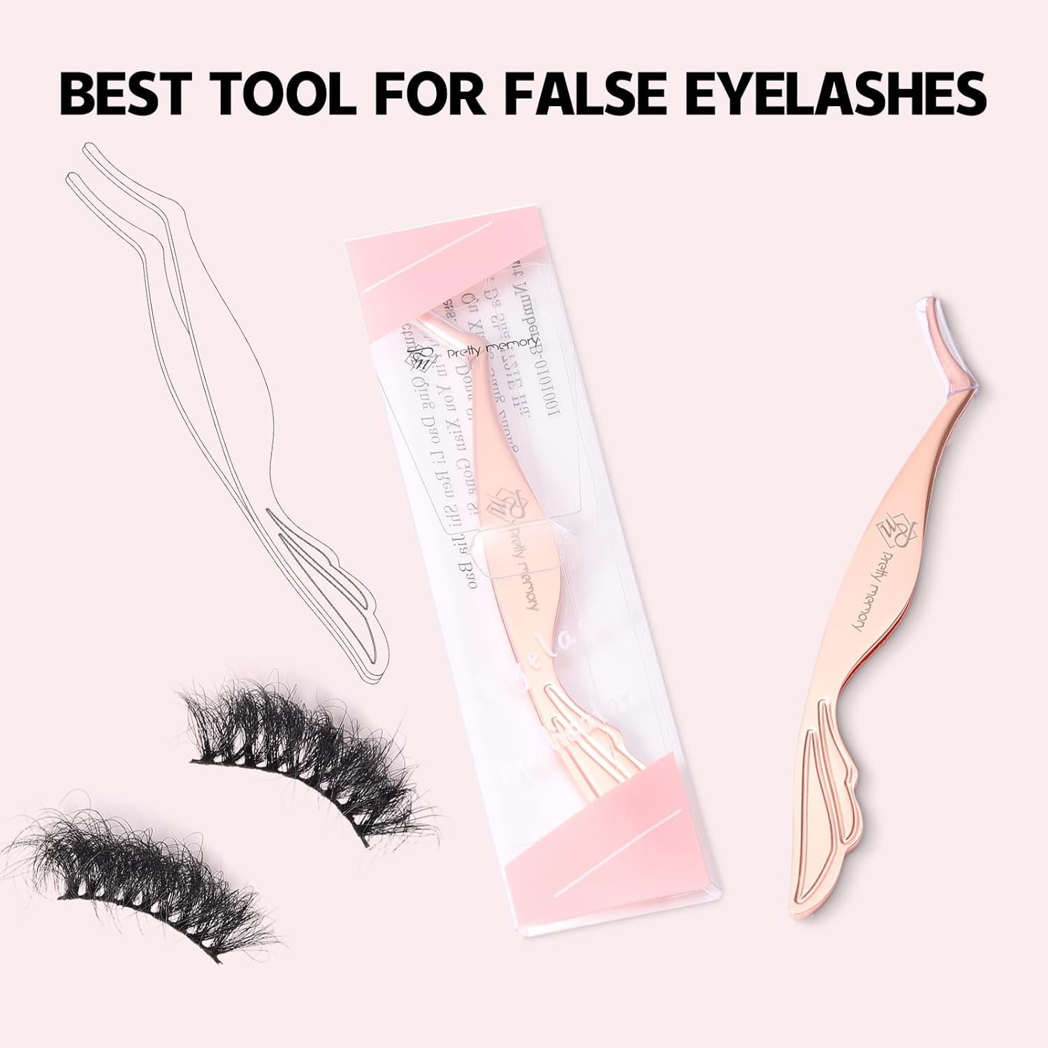 Rose Gold Curved Eyelash Tweezers – Applicator
