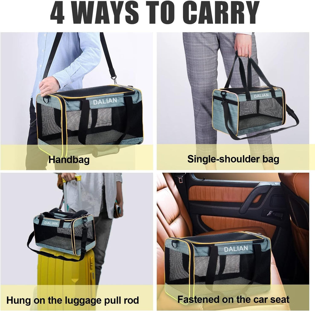 Large Size Soft-Sided Mesh Travel Pet Carrier Airline Approved up to 25 Pounds