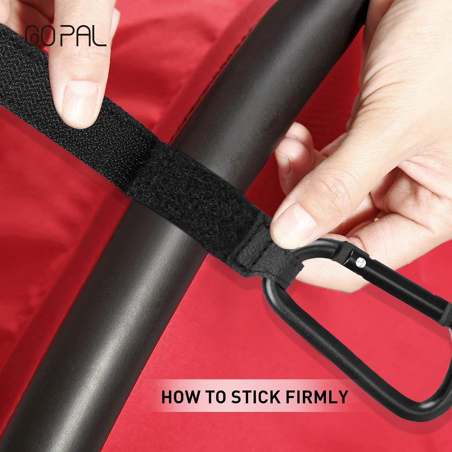 4 Pack Stroller Hooks for Bags, Baby Stroller Clips and Hooks Carry 33Lbs per Stroller Hook, Adjustable Stroller Carabiner Clip for Uppababy, DOONA, Baby Jogger, Britax, Chicco