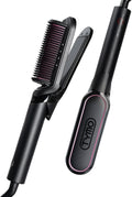 2-in-1 Ceramic Hair Straightener Brush – Black
