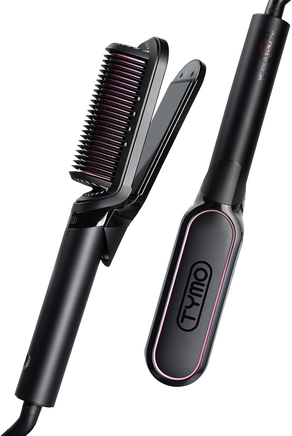 2-in-1 Ceramic Hair Straightener Brush – Black