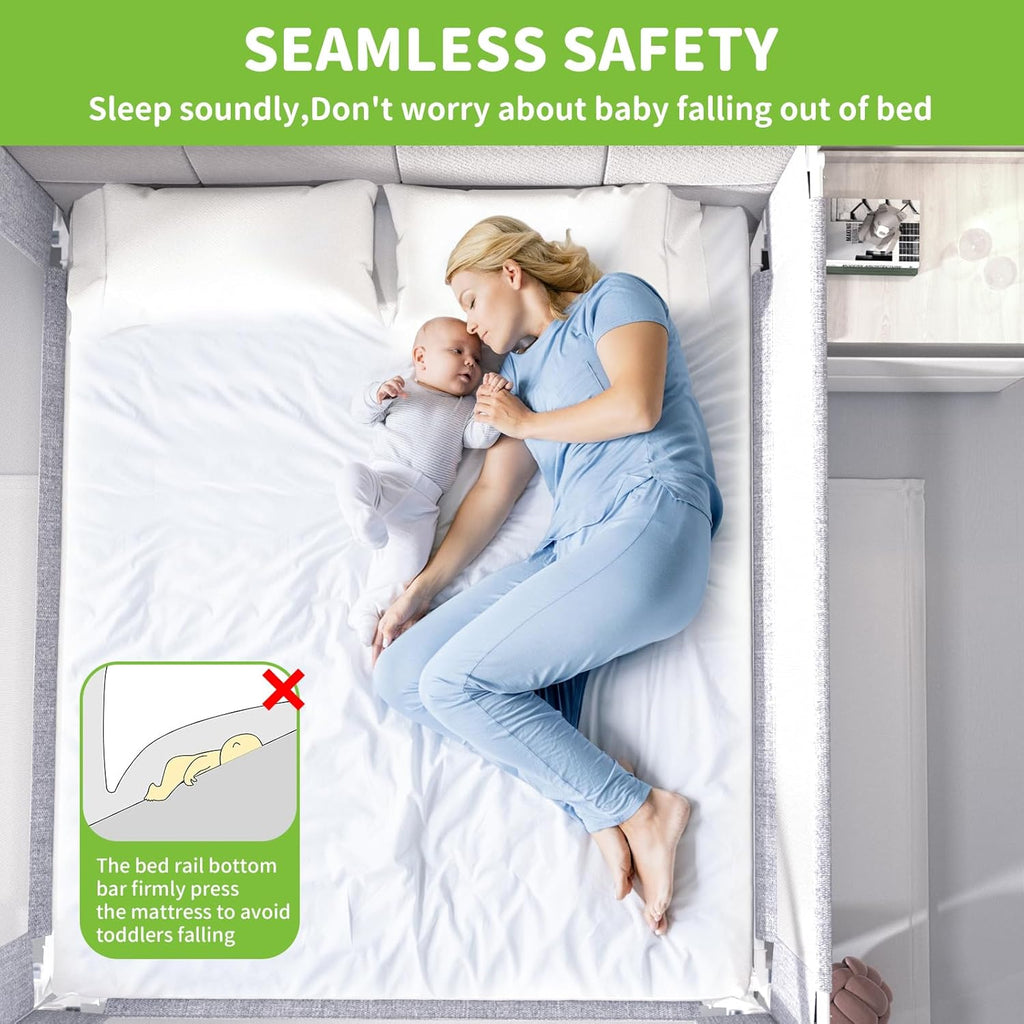 3-Piece King Size Bed Rail for Toddlers - Adjustable Baby Bed Rail Guard, Kids Safety Bed Rail for King Size Bed (78.7"X78.7"X74.8"-Grey)