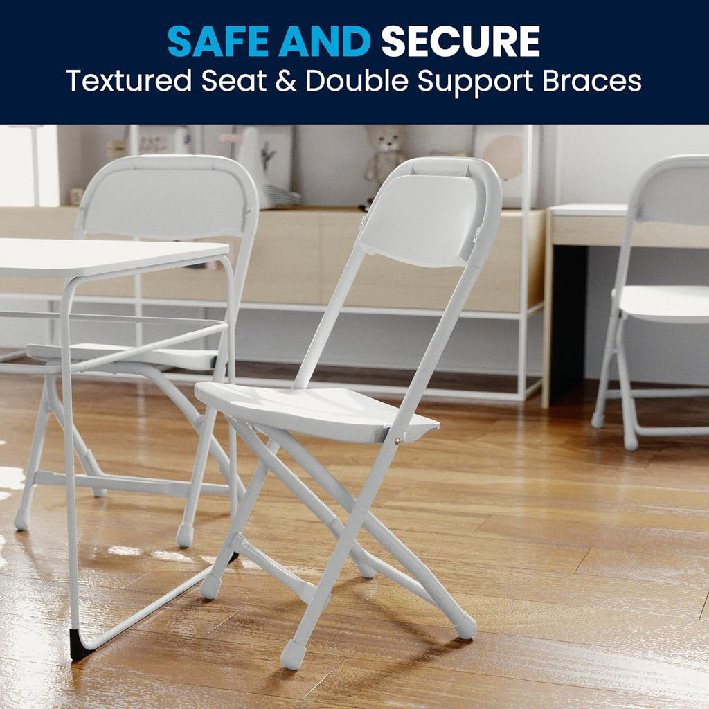 2-Pack Kids Folding Chairs White Plastic
