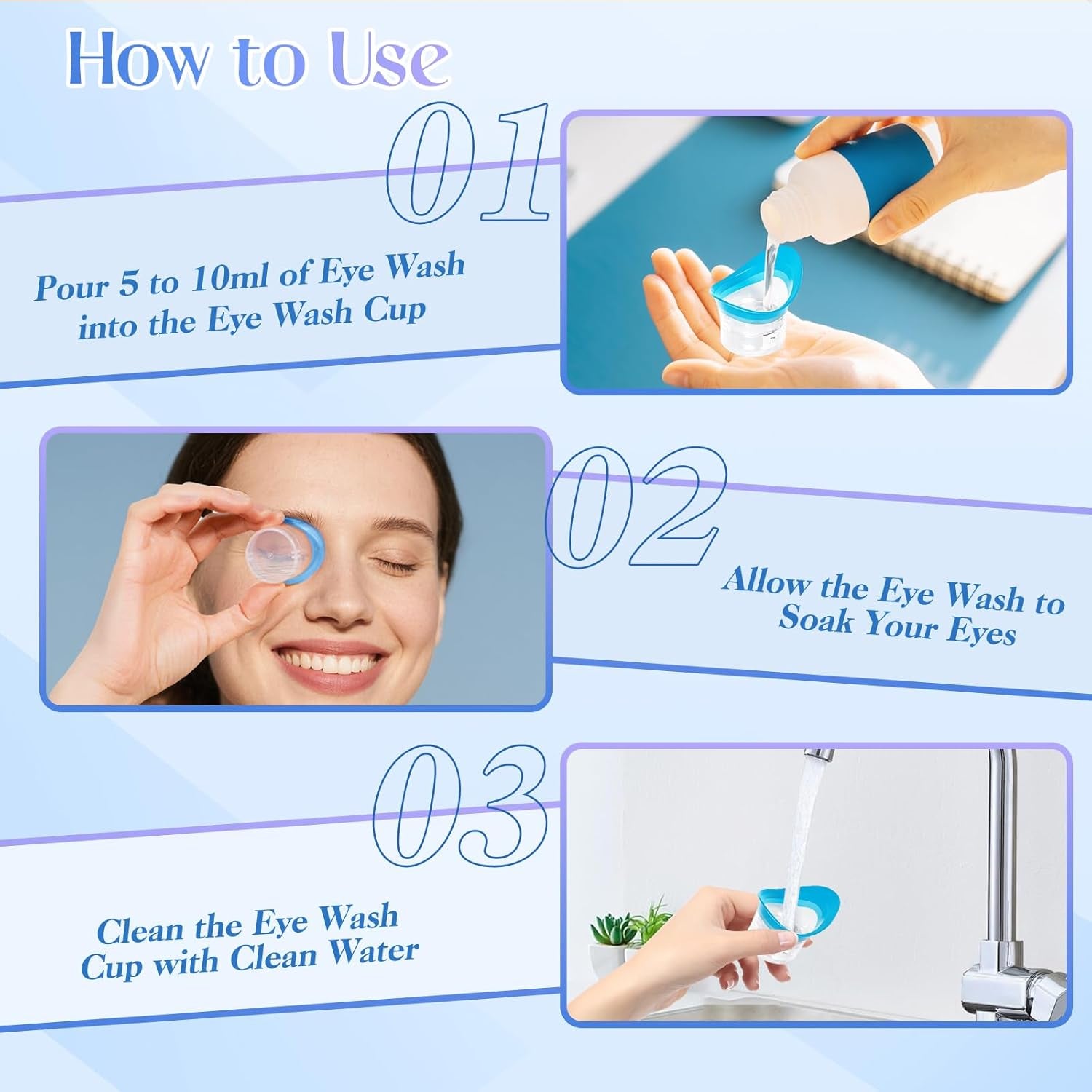 2-Pack Reusable Eye Wash Cups for Gentle Cleansing
