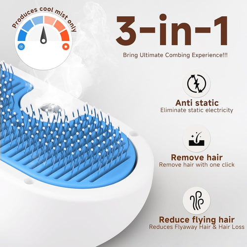 3-in-1 Pet Steam Grooming Brush – Blue