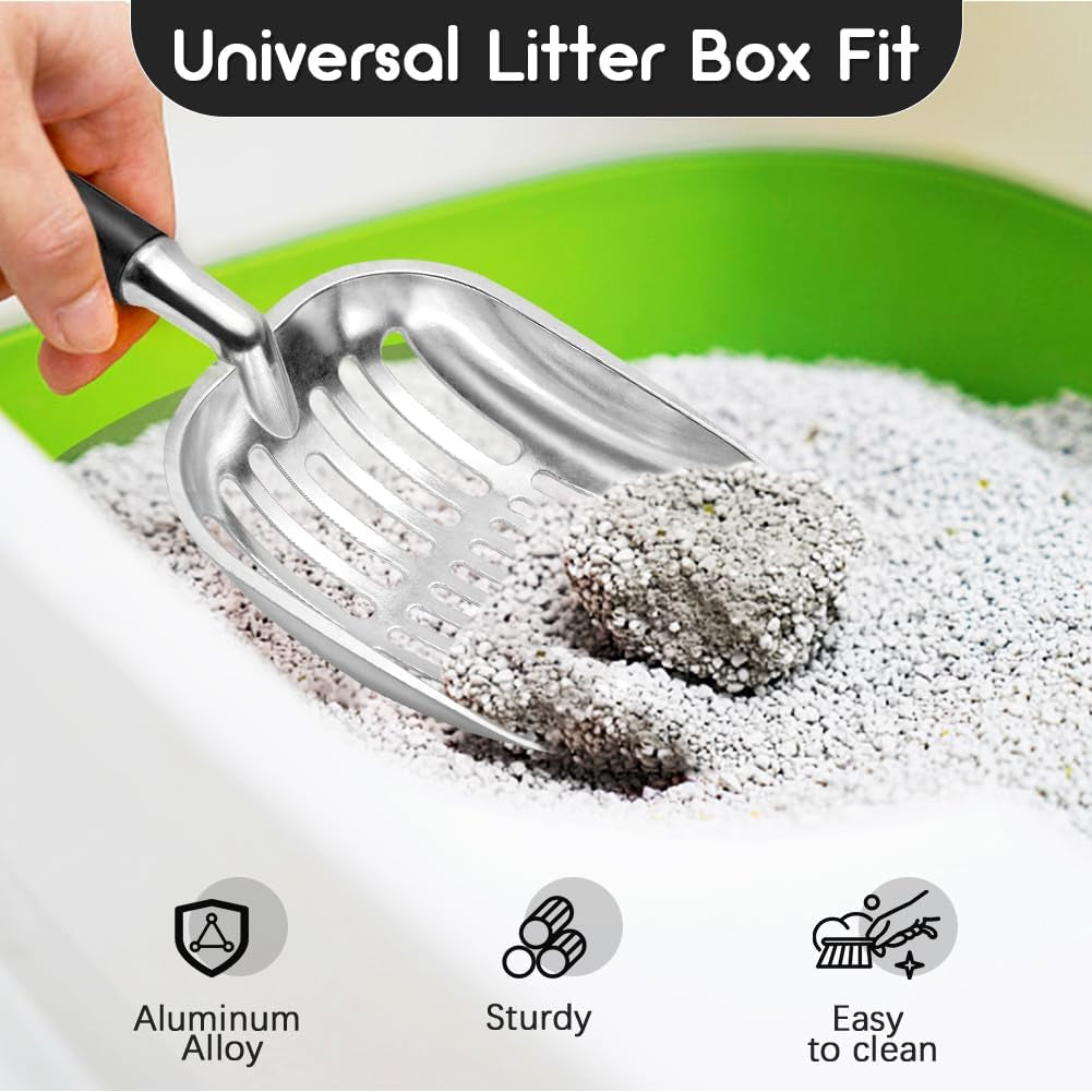 Heavy-Duty Metal Cat Litter Scoop with Handle
