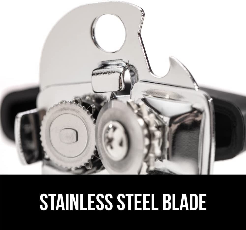 Heavy-Duty Stainless Steel Manual Can Opener (Black)