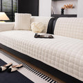 Velvet Sofa Cover – 36×63", Beige White