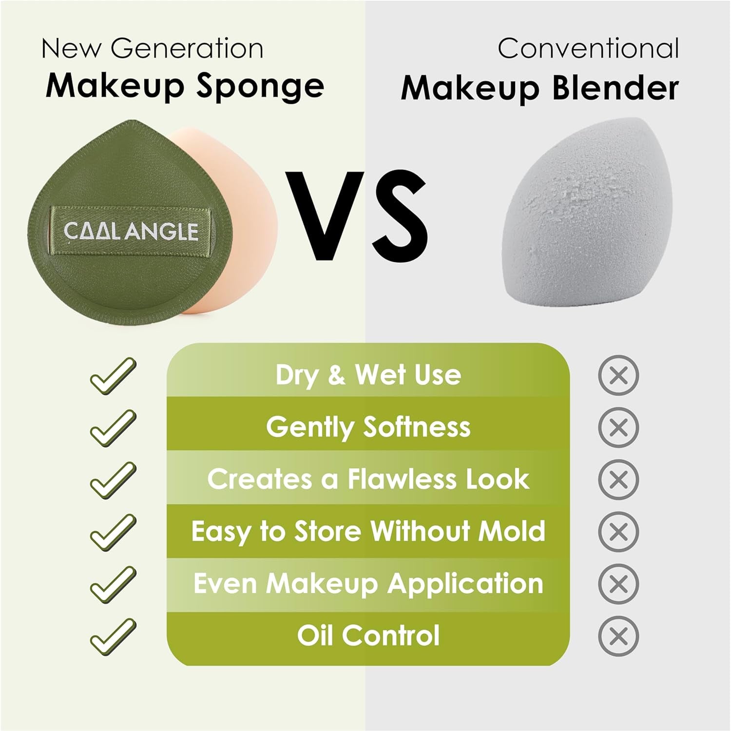 5PCS Latex-Free Makeup Sponge Set – Green