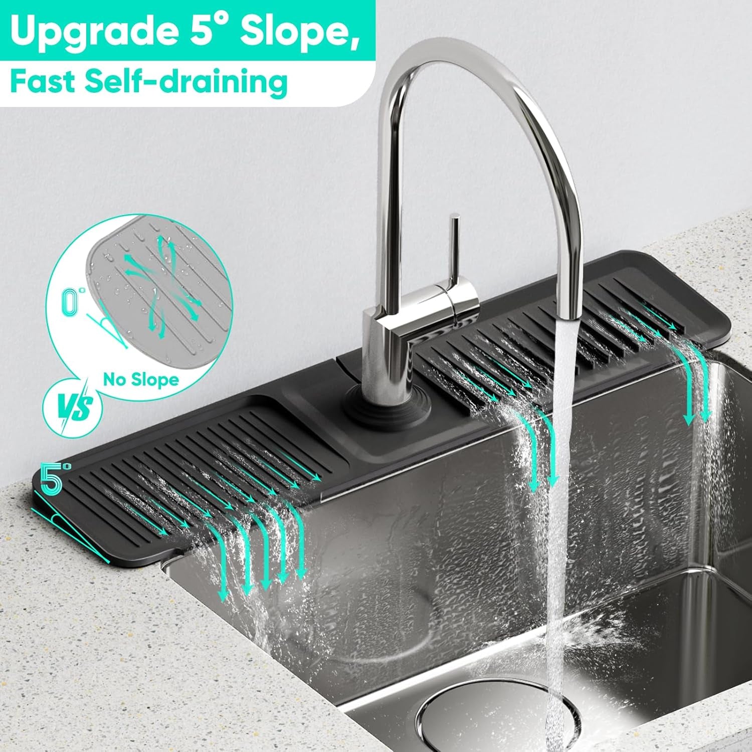 24-Inch Silicone Kitchen Faucet Mat
