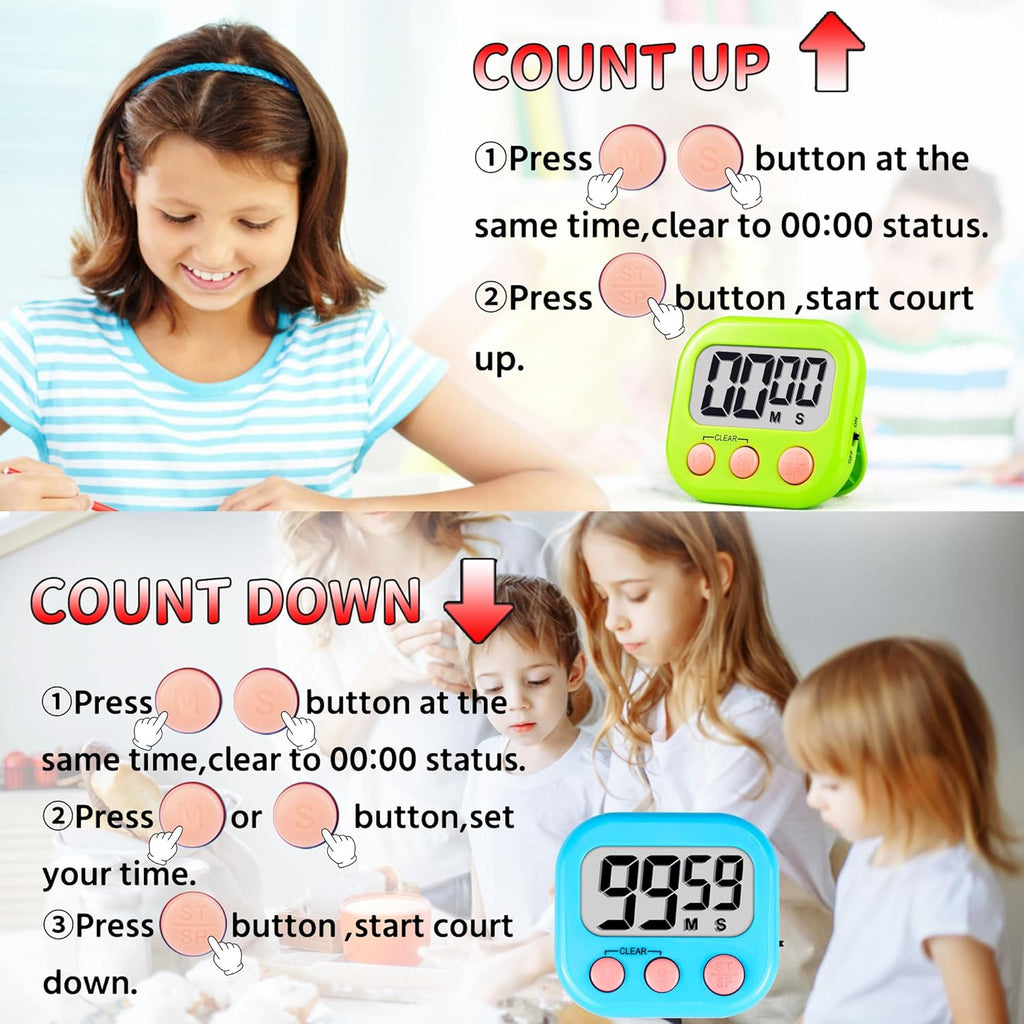 Magnetic Digital Timer for Kids & Classroom, 2 Pack
