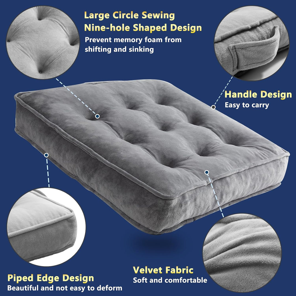 Floor Pillow Set of 2 – Memory Foam Cushions