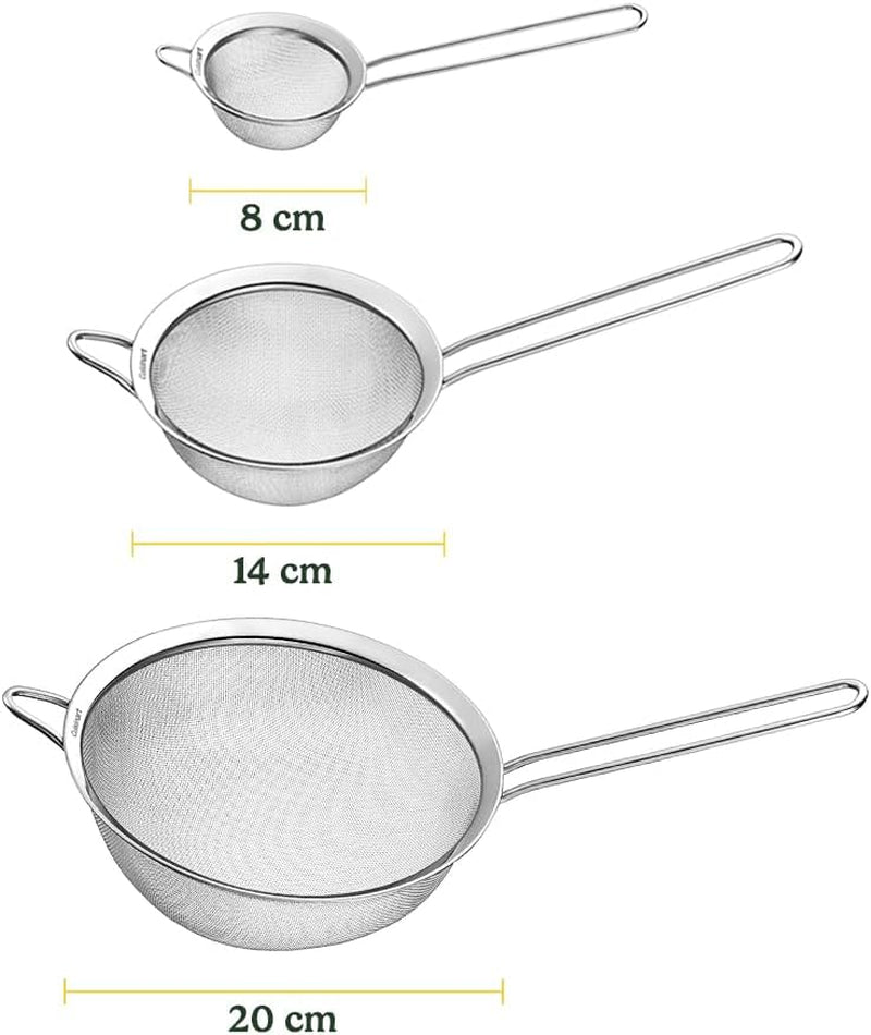 3-Piece Silver Mesh Strainer Set