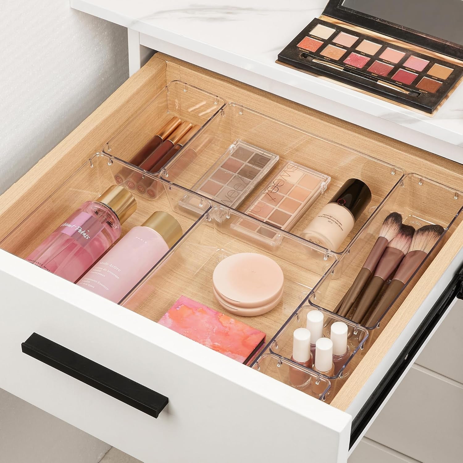 10-Pcs Clear Makeup Organizer Set