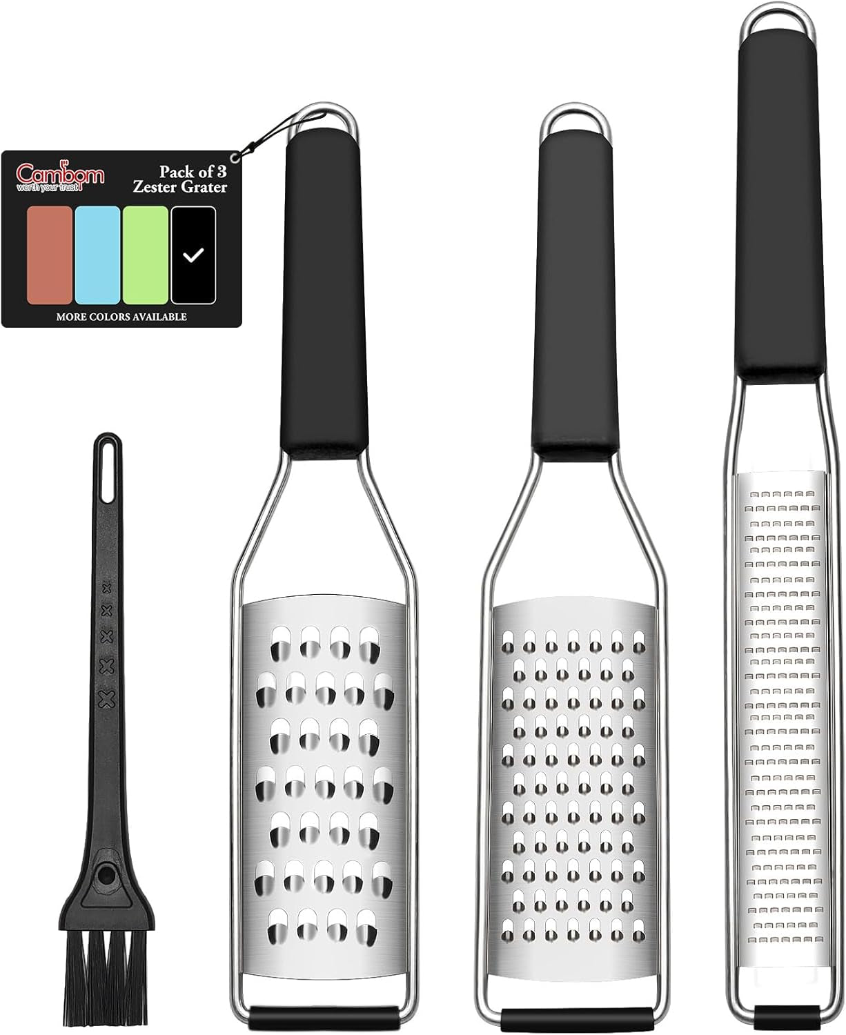 3-Piece Lemon Zester & Grater Set (Black)