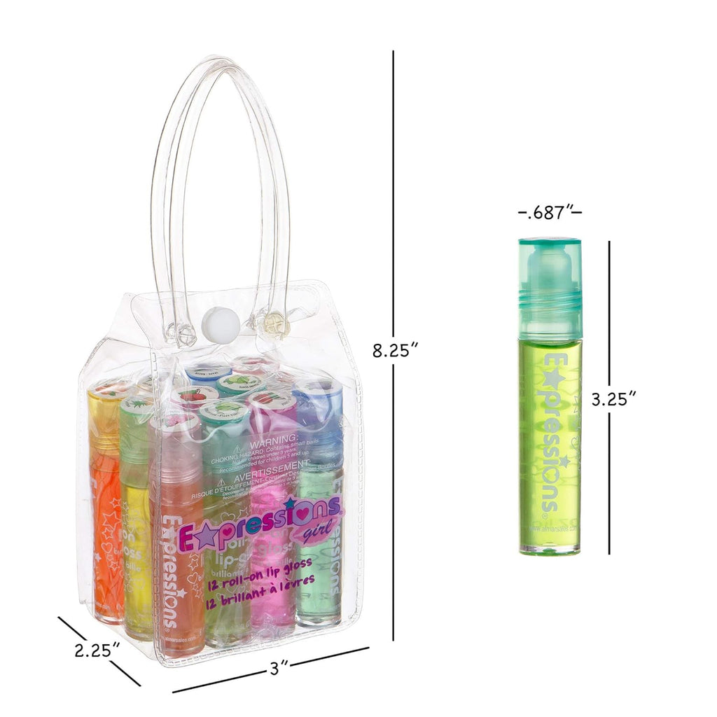 12Pc Roll-On Lip Gloss Set with Carrying Case