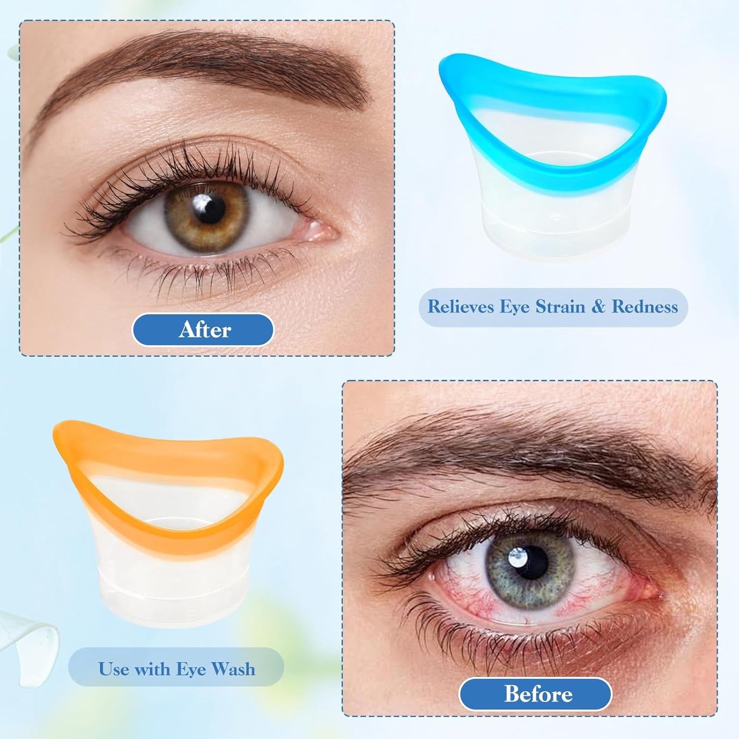 2-Pack Reusable Eye Wash Cups for Gentle Cleansing