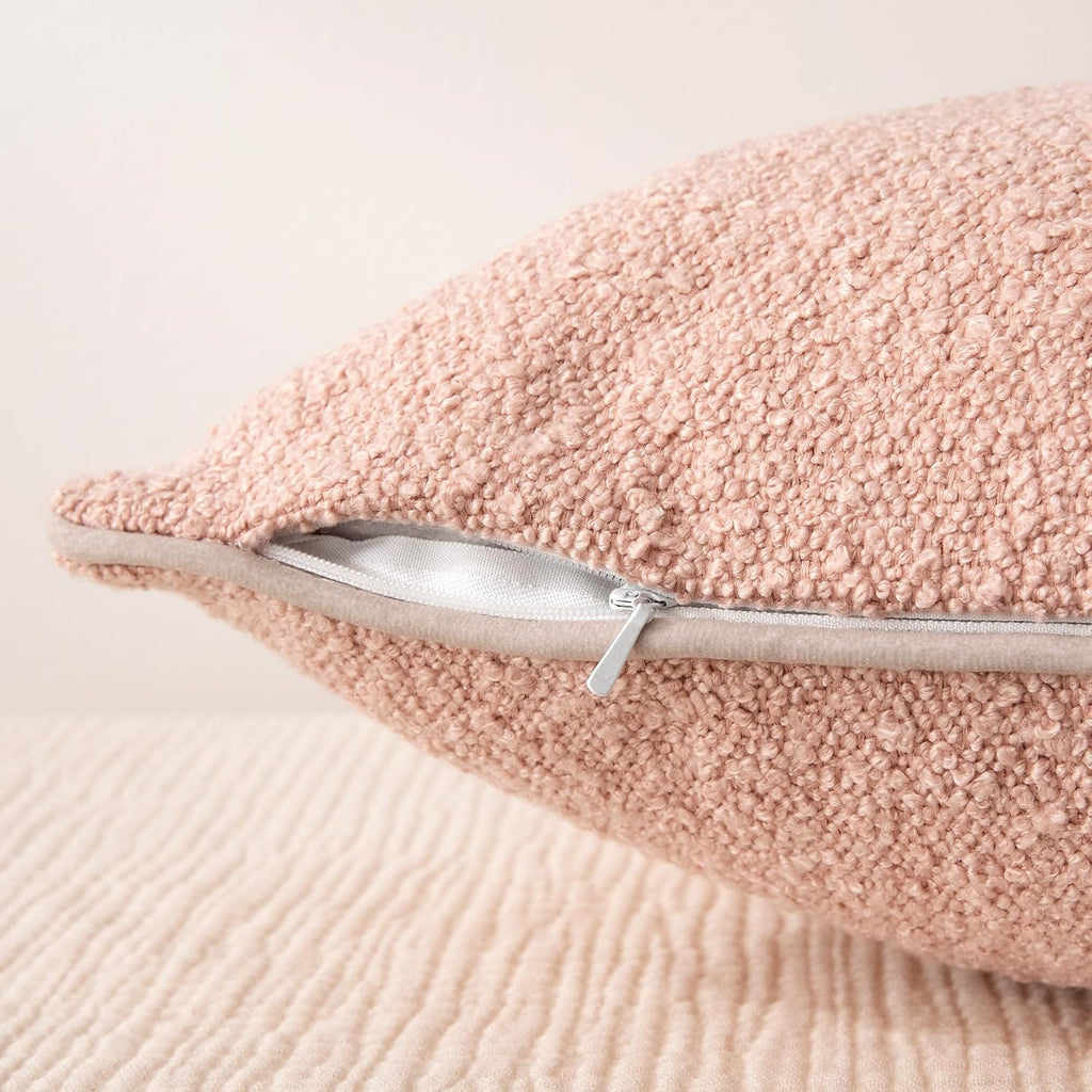 2-Pack Pink Boucle Throw Pillow Covers 22×22