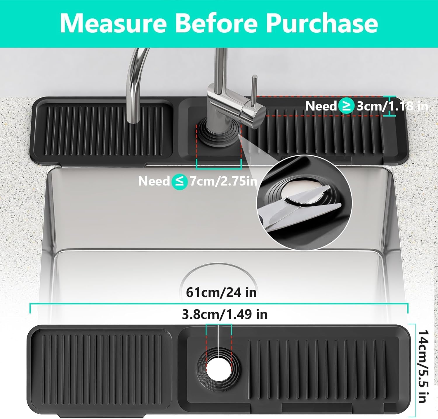 24-Inch Silicone Kitchen Faucet Mat