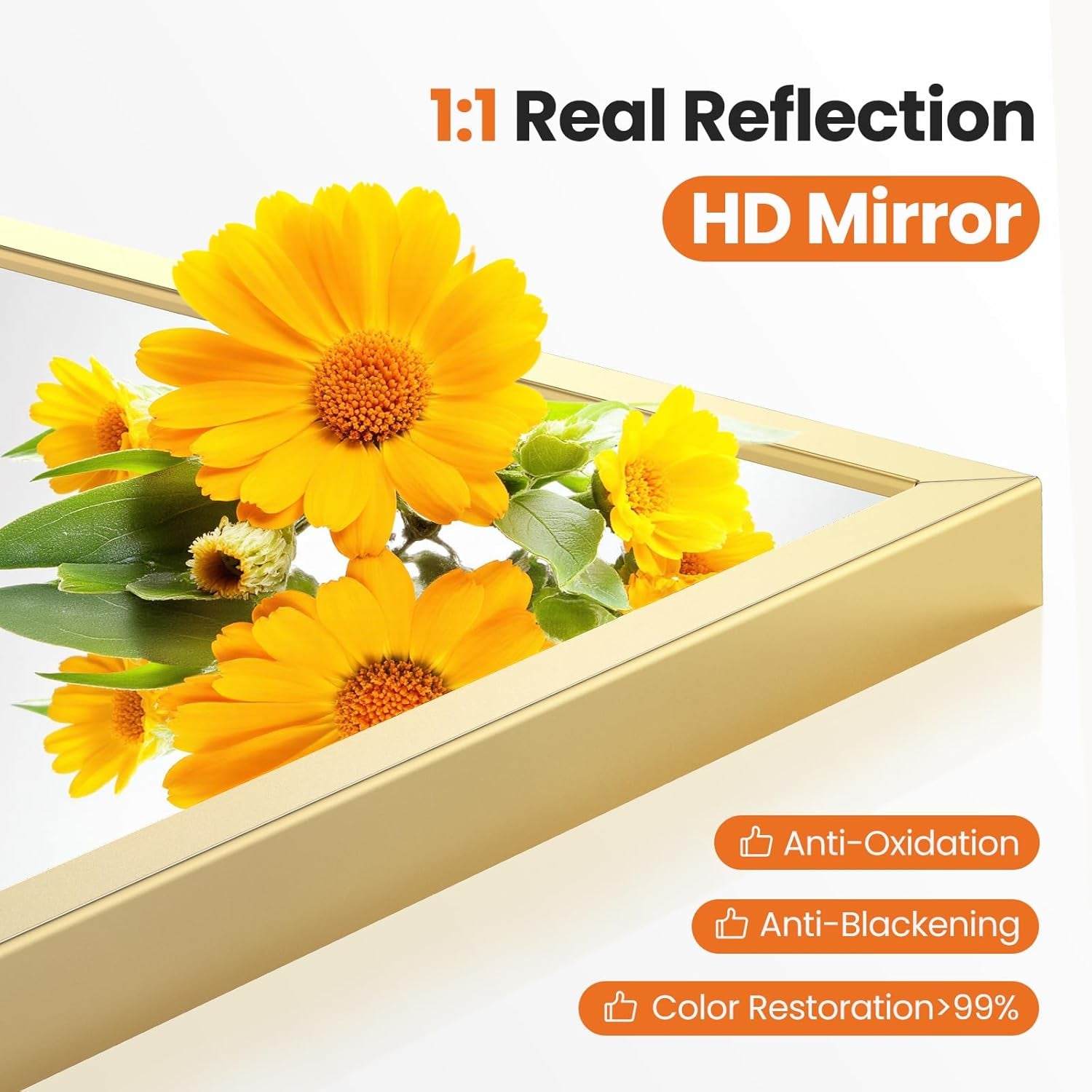 20"x30" Gold Arched Bathroom Mirror – HD Glass