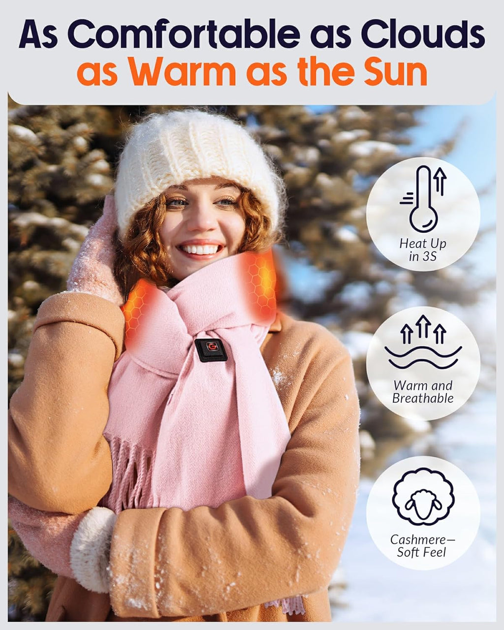 Heated USB Electric Scarf for Women Warm Neck
