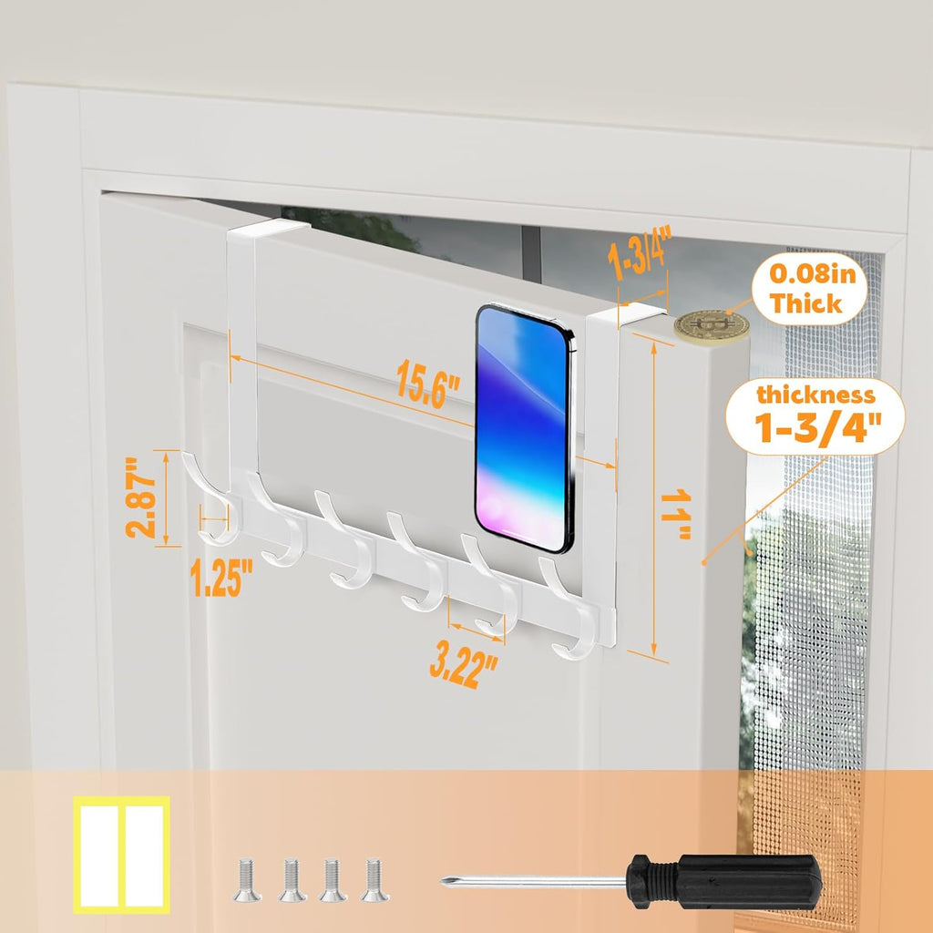 Over-the-Door Hooks 12-Hook White Hanger