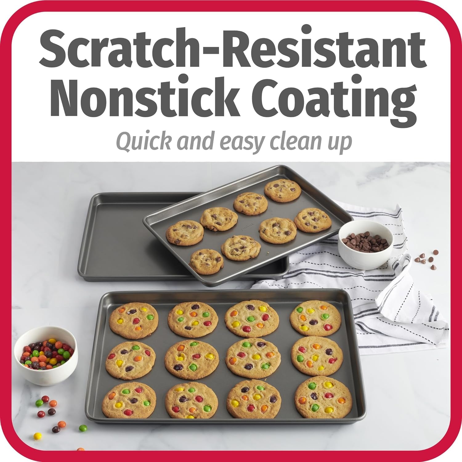 3-Piece Nonstick Carbon Steel Baking Sheet Set