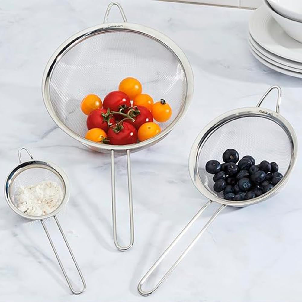 3-Piece Silver Mesh Strainer Set