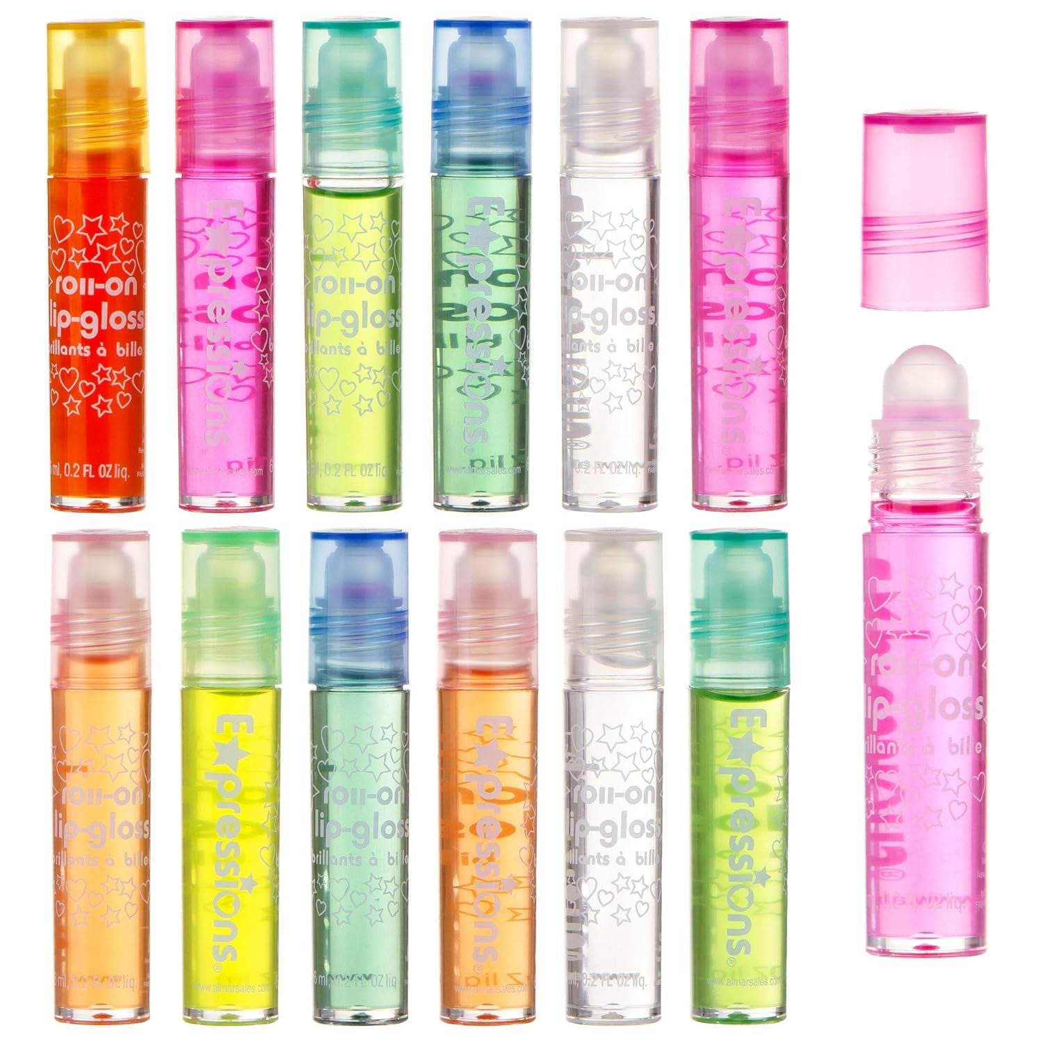 12Pc Roll-On Lip Gloss Set with Carrying Case