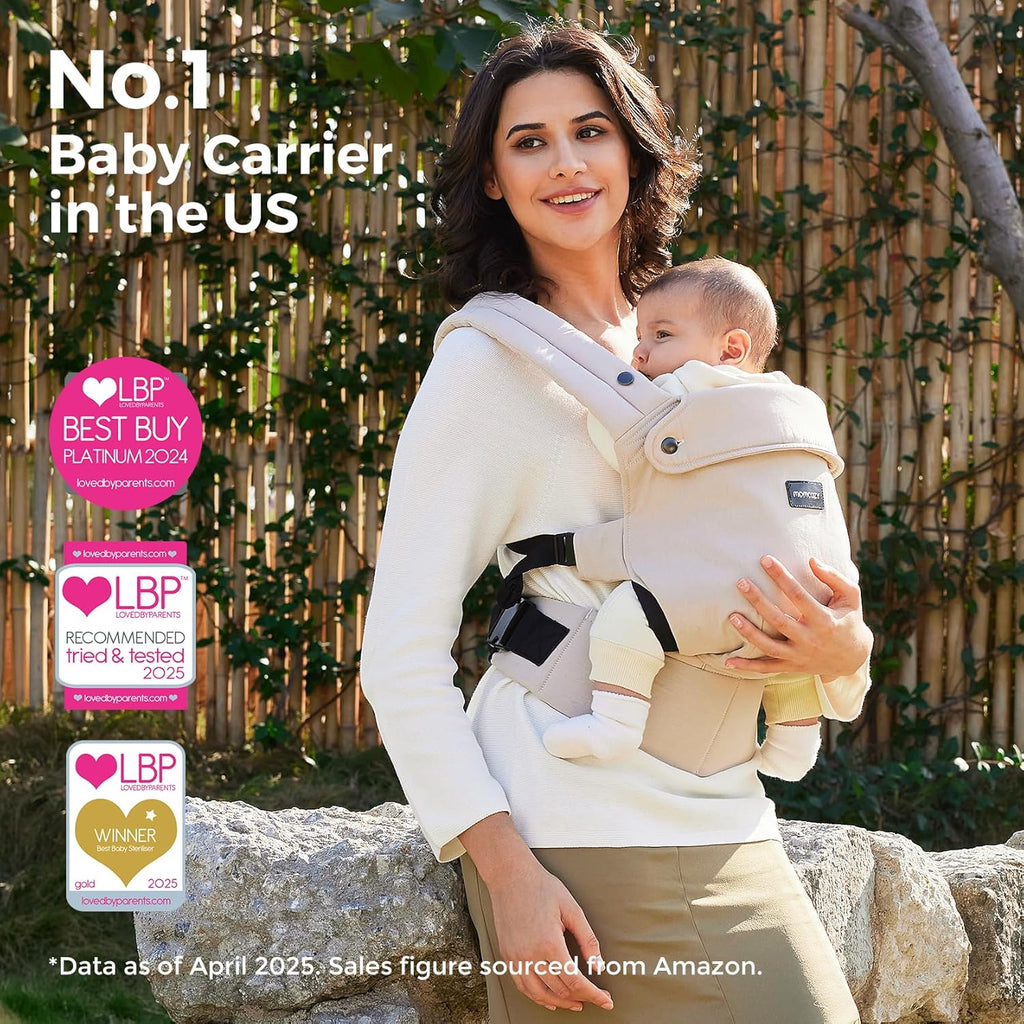 Baby Carrier - Ergonomic, Cozy and Lightweight Carrier for 7-44Lbs, Effortless to Put On, Ideal for Hands-Free Parenting, Enhanced Lumbar Support, Purehug for Infant to Toddler, Khaki